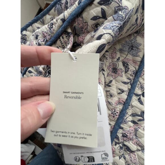 MNG Large Reversible Quilted Crop Jacket Blue Purple Cotton Boxy Oversz Crop NWT - Picture 9 of 14